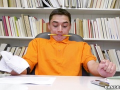 Mature librarian gets intimate with a horny student whose dick is impressive