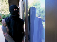 Masked dude roughly fucks home alone ebony slut