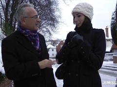 Milf wears a housewife dress and vintage stockings for sex