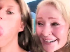 Skinny babe gets fucked in hard threesome