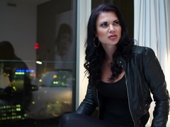 Smashing woman handles dick in rough maledom action