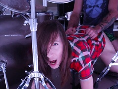 Hot Milf And Step Mom And Son In Stepmom Gets Stuck In Drum Set. Stepson Leaves Her Creampied