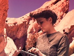 Ebony stud nicely fucks black-haired colleague in empty hall