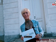 Skinny german tattoo milf at public flirt date fuck story