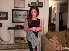 All alone mature housewife Penny Priet has some dildos for petting herself