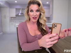 Busty mom handles the big tool like a goddess