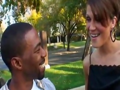 Skinny tanned granny enjoys making love with black guy