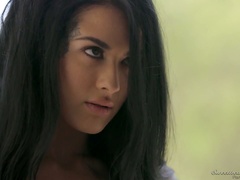 Buxom blondie lets brunette neighbor stays at her and they enjoy night intercourse