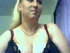 Greasy blonde granny masturbating with big sex toy