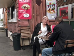 Kimberley gives a rimjob to a man and gets fucked from behind