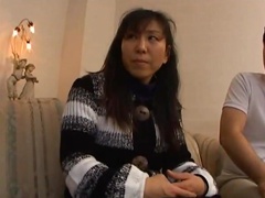 Hairy Japanese MILF gets her tits licked and pussy fucked hard