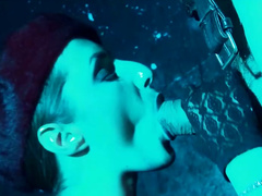 Slutty brunette chick gives fantastic blowjob to a kinky guy