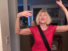 Kinky mature blonde granny Ballsy Ryder stuffs her pussy with a dildo