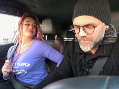 Giant breasted hoe Ronda Strong gives nice BJ before good doggy fuck