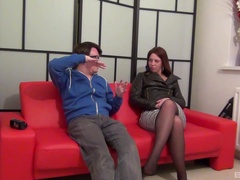 Lovely girl Sophie Simpson gets her cunt banged on the couch