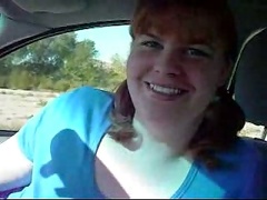 Green eyed white trash fattie gives me some head in car